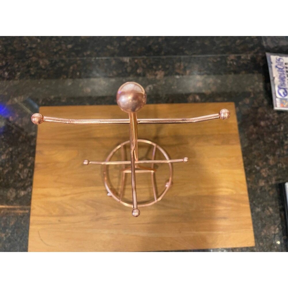6 Peg Copper Mug Hanging Tree Rack - Picture 3 of 5